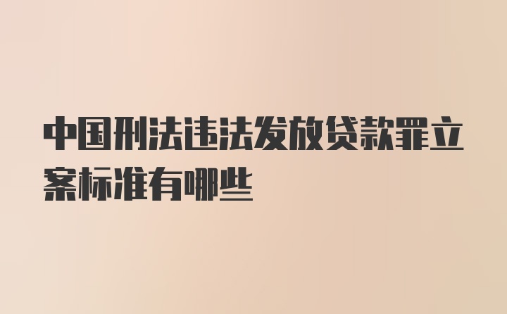 中国刑法违法发放贷款罪立案标准有哪些