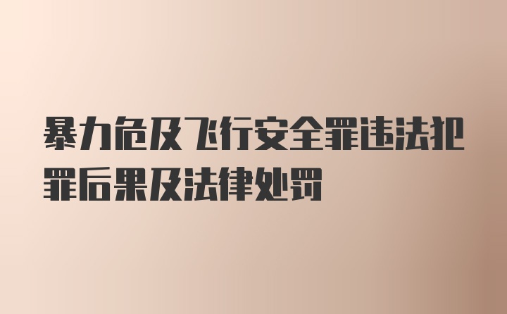 暴力危及飞行安全罪违法犯罪后果及法律处罚