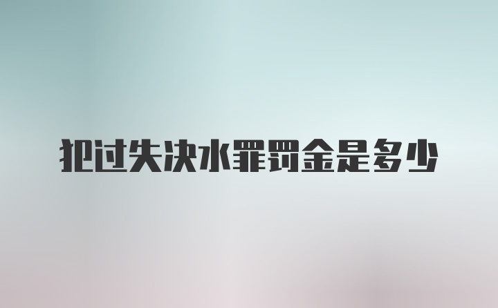 犯过失决水罪罚金是多少