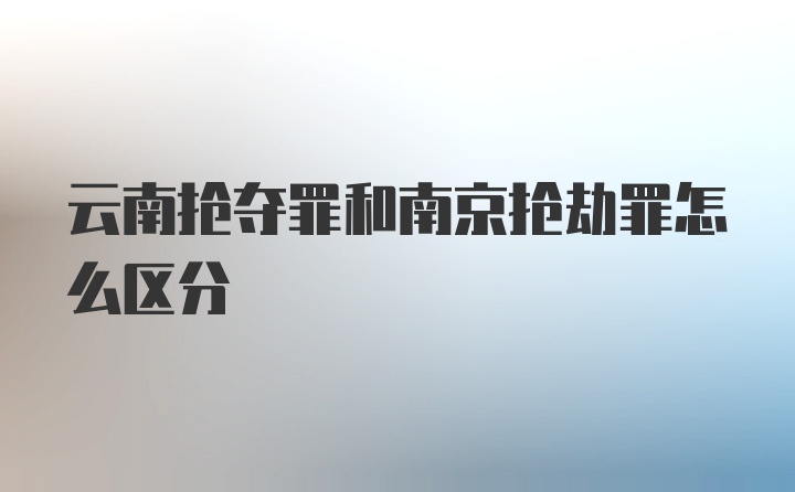 云南抢夺罪和南京抢劫罪怎么区分