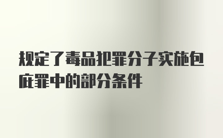 规定了毒品犯罪分子实施包庇罪中的部分条件