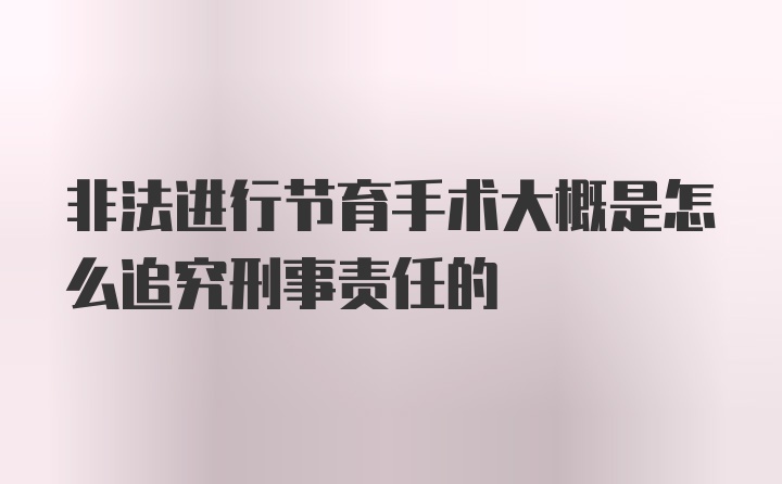 非法进行节育手术大概是怎么追究刑事责任的