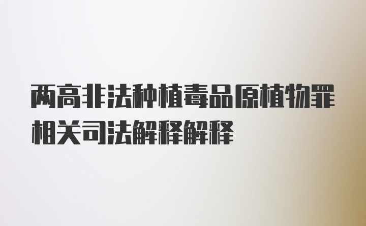 两高非法种植毒品原植物罪相关司法解释解释