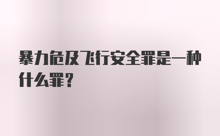 暴力危及飞行安全罪是一种什么罪？
