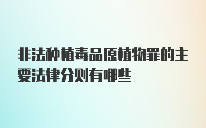 非法种植毒品原植物罪的主要法律分则有哪些