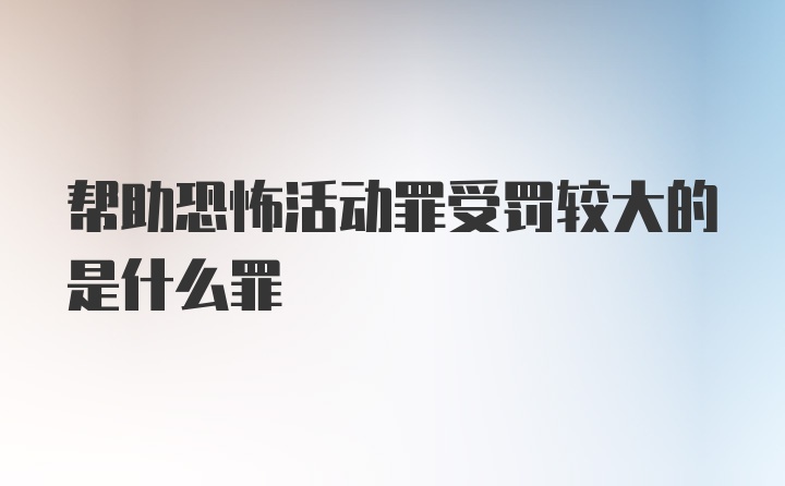 帮助恐怖活动罪受罚较大的是什么罪