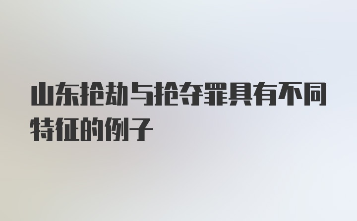 山东抢劫与抢夺罪具有不同特征的例子