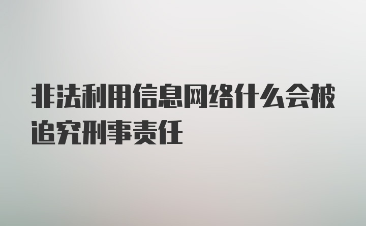 非法利用信息网络什么会被追究刑事责任