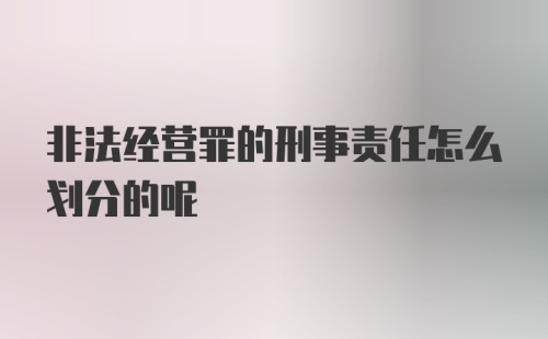 非法经营罪的刑事责任怎么划分的呢