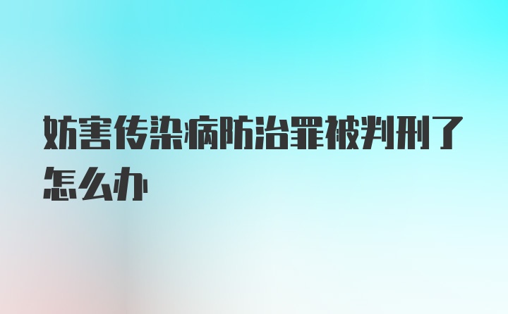 妨害传染病防治罪被判刑了怎么办