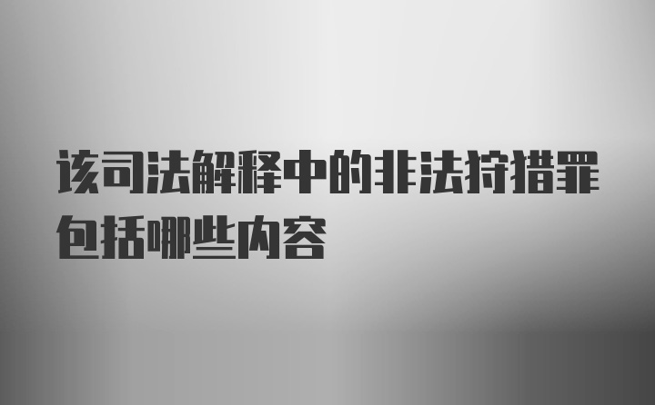 该司法解释中的非法狩猎罪包括哪些内容