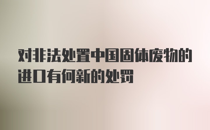 对非法处置中国固体废物的进口有何新的处罚