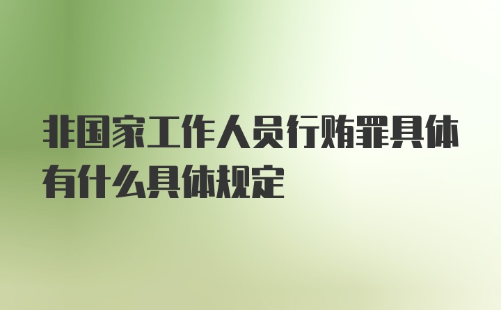 非国家工作人员行贿罪具体有什么具体规定