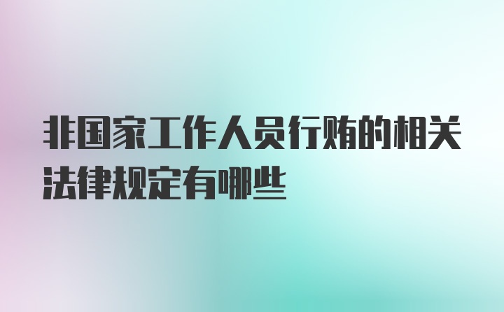 非国家工作人员行贿的相关法律规定有哪些