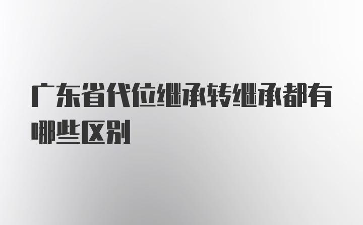 广东省代位继承转继承都有哪些区别