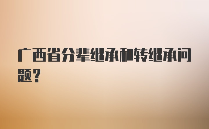 广西省分辈继承和转继承问题？