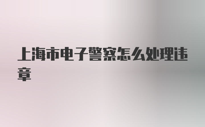 上海市电子警察怎么处理违章