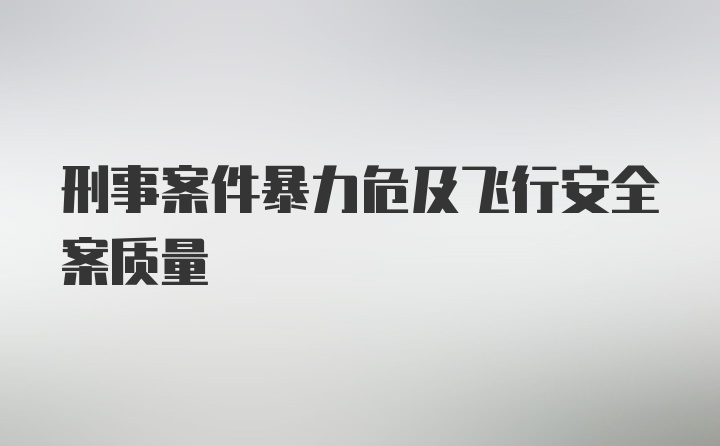 刑事案件暴力危及飞行安全案质量