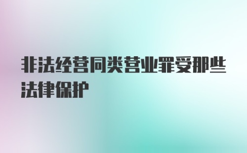 非法经营同类营业罪受那些法律保护