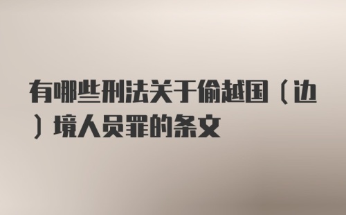 有哪些刑法关于偷越国（边）境人员罪的条文