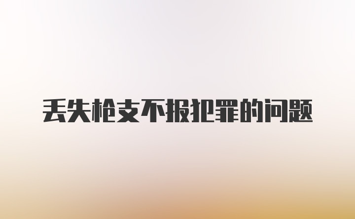 丢失枪支不报犯罪的问题