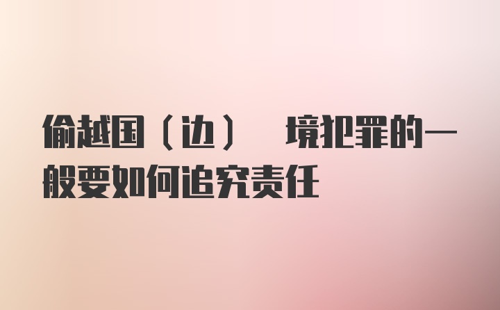 偷越国(边) 境犯罪的一般要如何追究责任