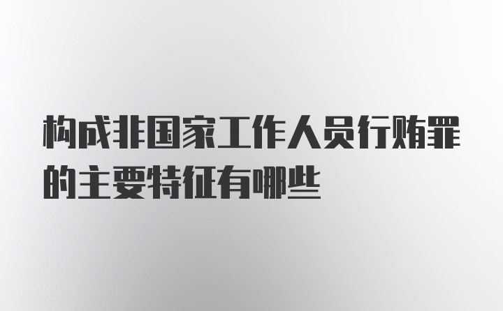 构成非国家工作人员行贿罪的主要特征有哪些