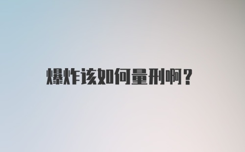 爆炸该如何量刑啊？