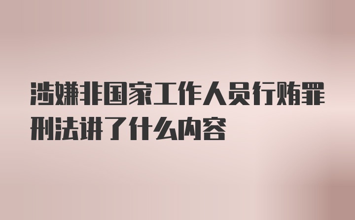 涉嫌非国家工作人员行贿罪刑法讲了什么内容