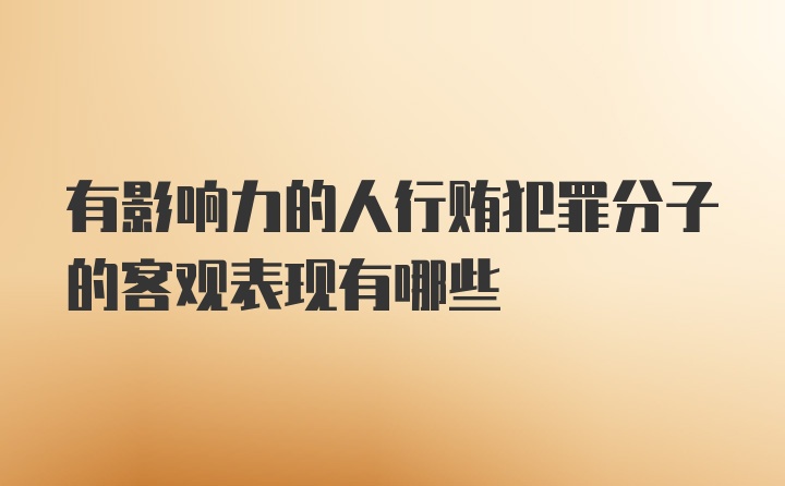 有影响力的人行贿犯罪分子的客观表现有哪些