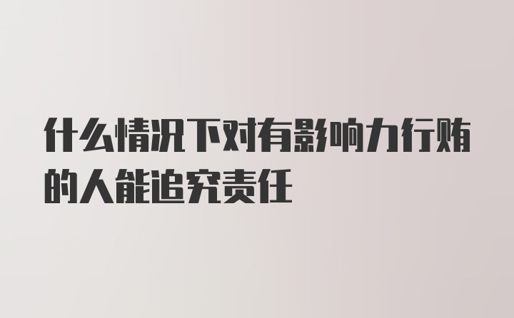 什么情况下对有影响力行贿的人能追究责任