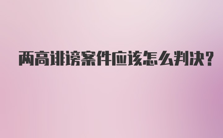 两高诽谤案件应该怎么判决？