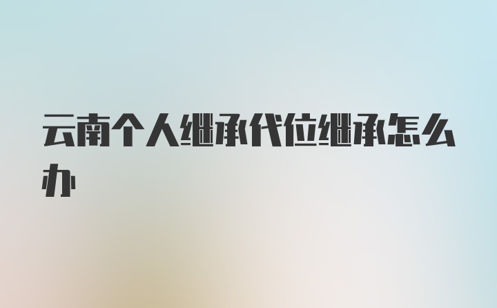 云南个人继承代位继承怎么办