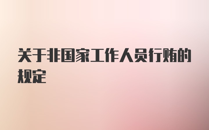 关于非国家工作人员行贿的规定