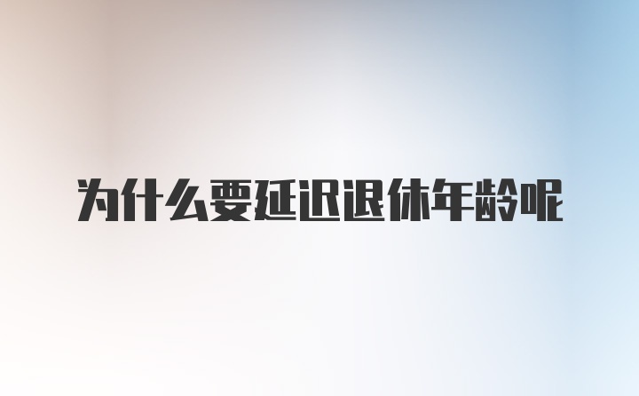 为什么要延迟退休年龄呢