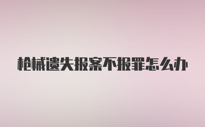 枪械遗失报案不报罪怎么办