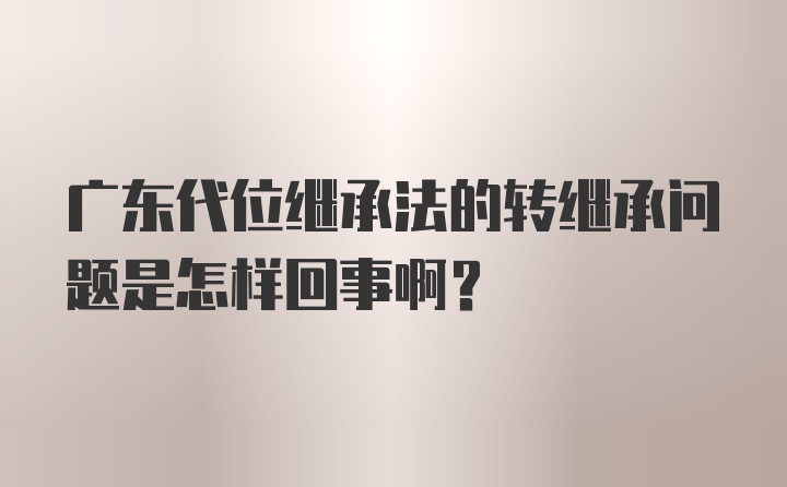 广东代位继承法的转继承问题是怎样回事啊？