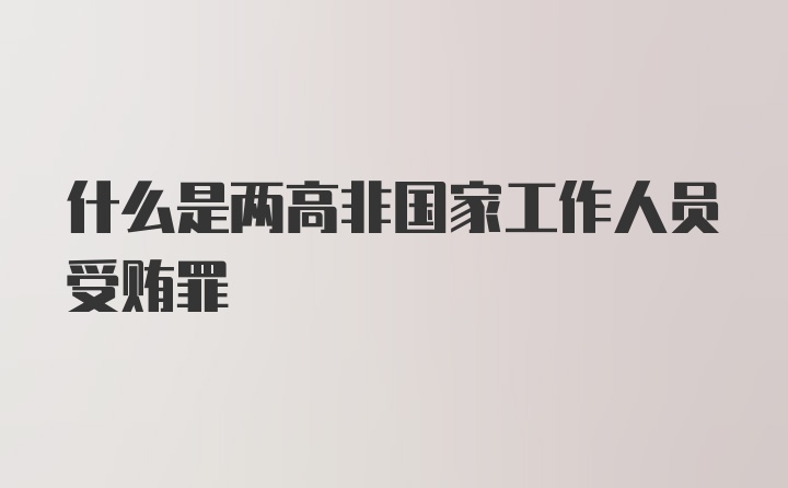 什么是两高非国家工作人员受贿罪