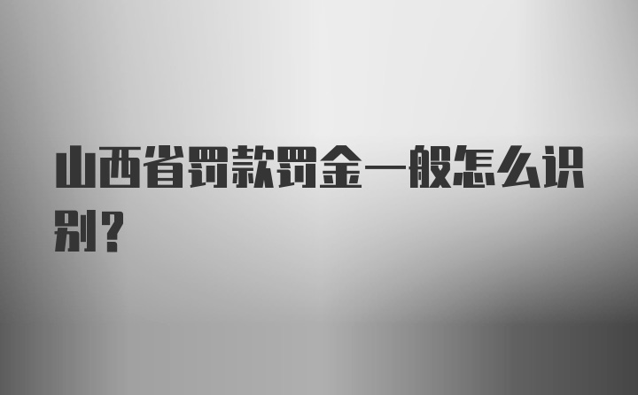 山西省罚款罚金一般怎么识别？