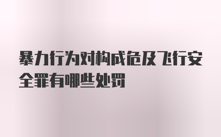 暴力行为对构成危及飞行安全罪有哪些处罚