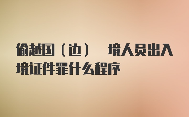 偷越国(边) 境人员出入境证件罪什么程序