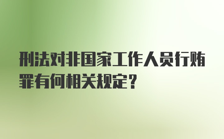 刑法对非国家工作人员行贿罪有何相关规定？