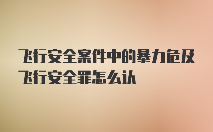 飞行安全案件中的暴力危及飞行安全罪怎么认