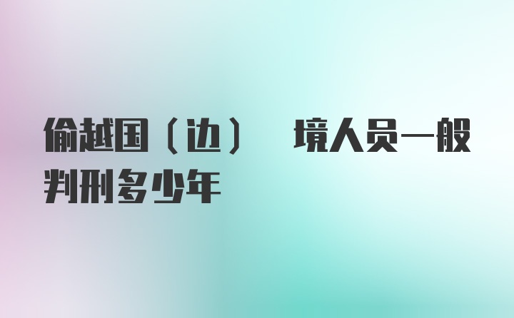 偷越国(边) 境人员一般判刑多少年