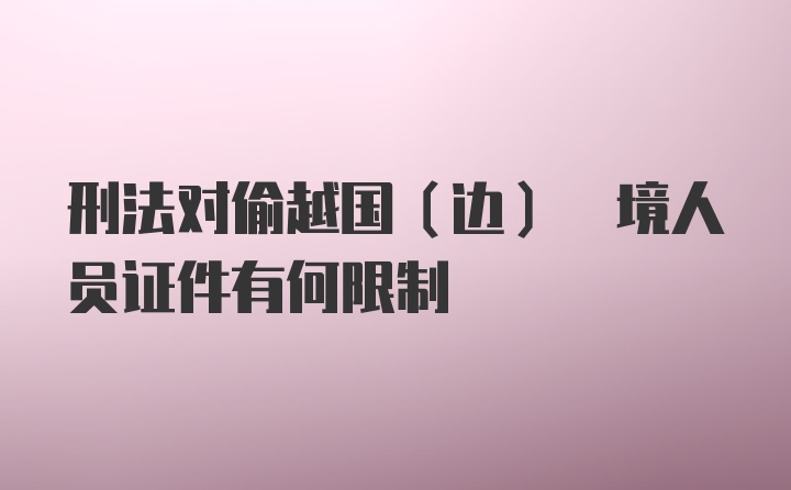 刑法对偷越国(边) 境人员证件有何限制