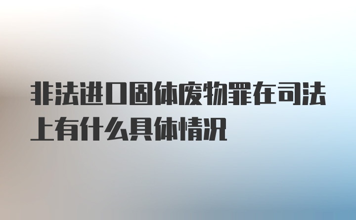 非法进口固体废物罪在司法上有什么具体情况