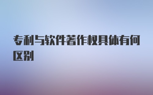 专利与软件著作权具体有何区别