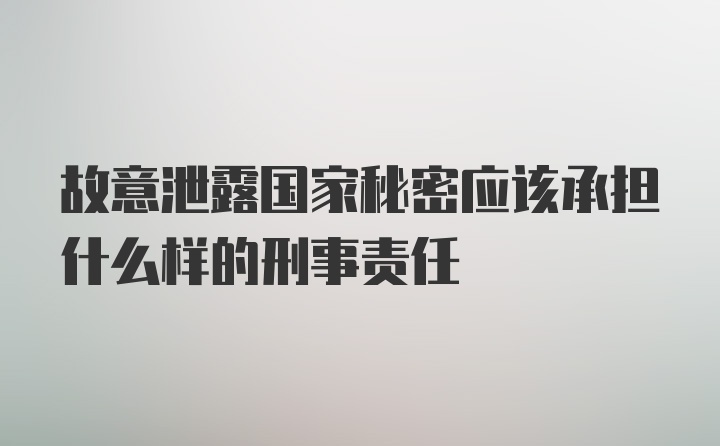 故意泄露国家秘密应该承担什么样的刑事责任