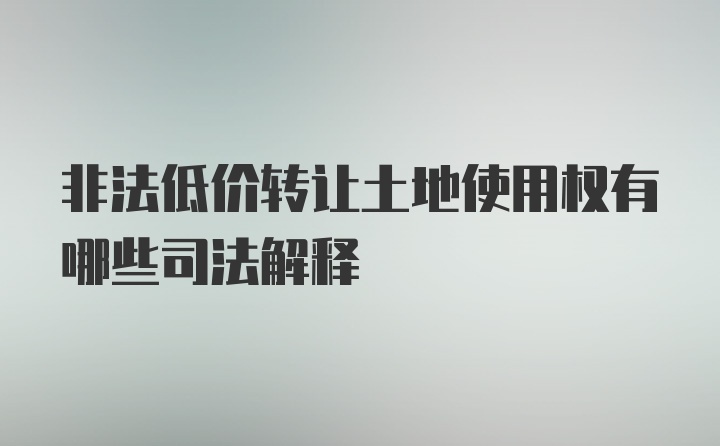 非法低价转让土地使用权有哪些司法解释