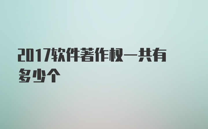 2017软件著作权一共有多少个